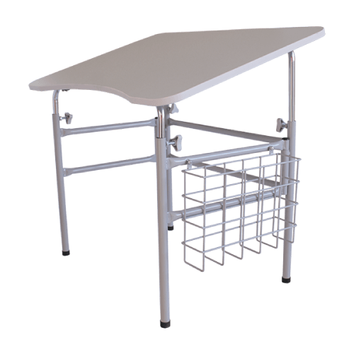 mesa escolar acessivel para pcd com tampo cine estrutura cinza